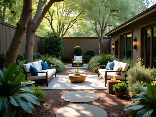 Serene hotel meditation garden with water feature in Albany, Georgia