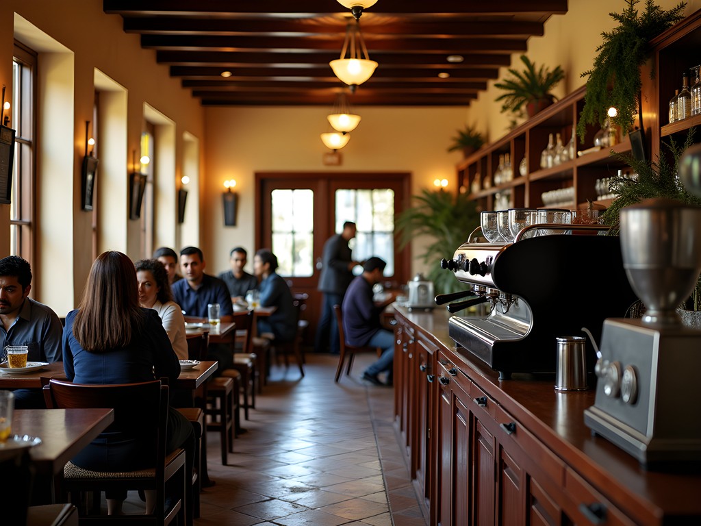 Traditional cafe in Asmara with locals enjoying espresso drinks and conversation