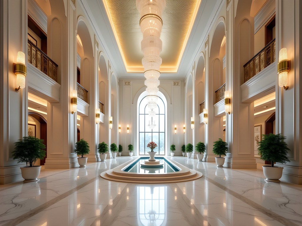 Luxurious marble lobby of Oguzkent Sofitel hotel in Ashgabat