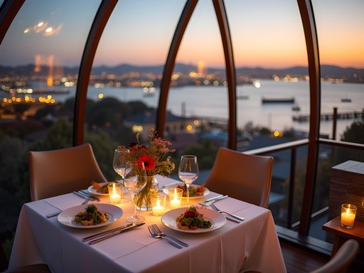 Private dining dome at Auckland boutique hotel with harbor views and garden-to-table cuisine