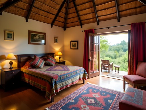 Family cottage with traditional Ethiopian decor at Abay Minch Lodge in Bahir Dar