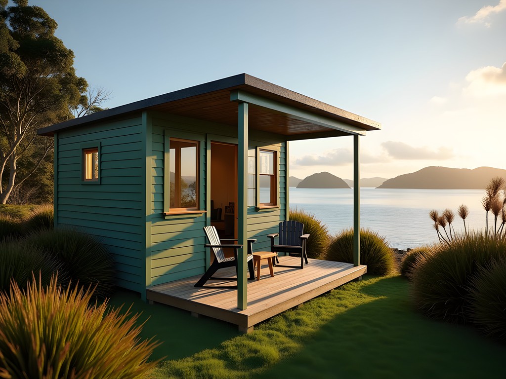 Waterfront cabin at Russell Top 10 Holiday Park with direct Bay of Islands view