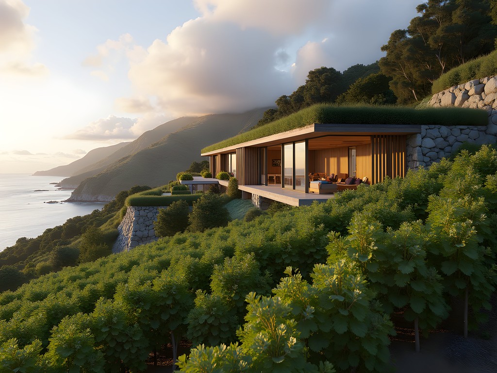 The Landing luxury residence with living roof overlooking vineyards and Bay of Islands