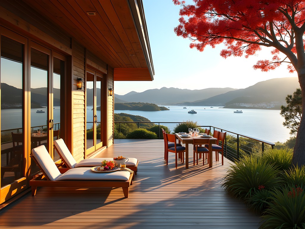 Private deck view from Tiki Tiki Ora B&B overlooking Russell harbor and Bay of Islands