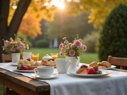 Garden breakfast setup at Morningstar Inn