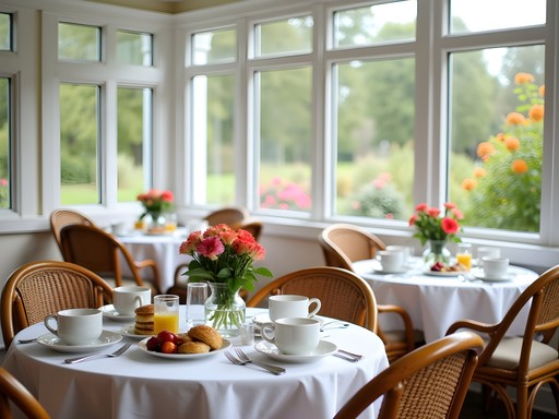 Elegant breakfast solarium at Mill Creek Cottage B&B in Biddeford Maine
