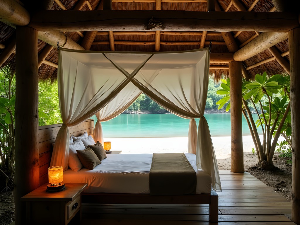 Remote off-grid cabin on pristine beach in Bocas del Toro archipelago