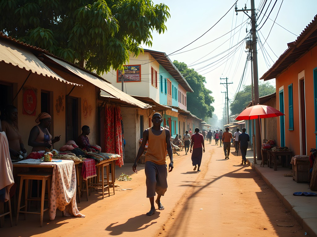 Vibrant street scene in Brazzaville's artistic Poto-Poto district