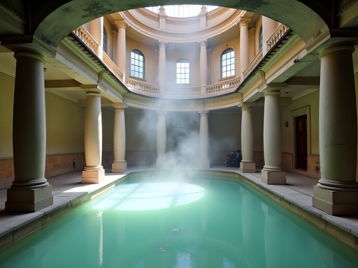 Historic octagonal thermal pool under Ottoman dome at Rudas Baths Budapest
