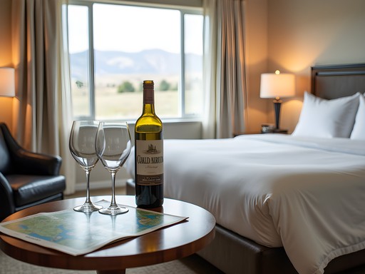 Comfortable hotel room setup for wine country travelers in Caldwell Idaho