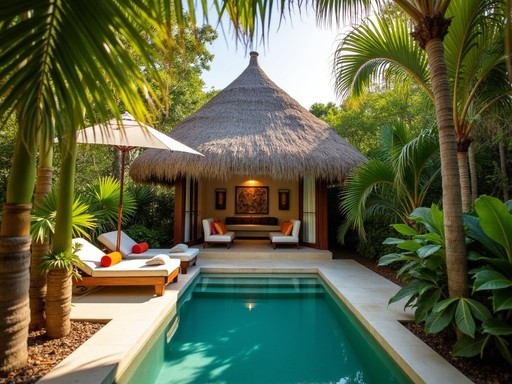 Private villa with plunge pool surrounded by lush jungle at Viceroy Riviera Maya