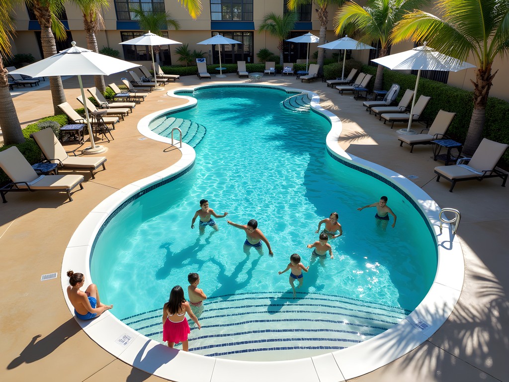 Family-friendly pool area with graduated entry design at Hampton Inn & Suites San Juan