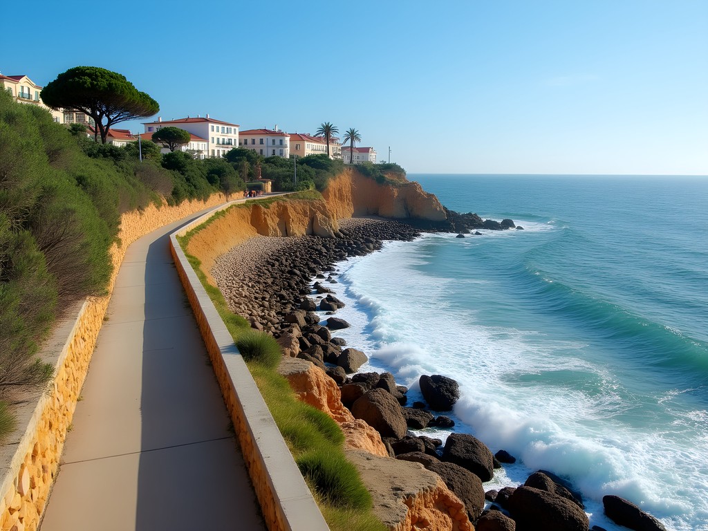 Scenic coastal path connecting Cascais neighborhoods with ocean views