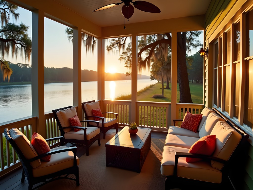 Luxury waterfront vacation rental in Pungo Chesapeake with screened porch overlooking river