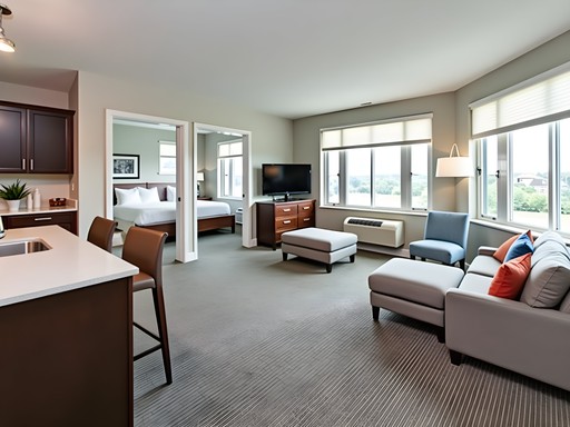 Spacious TownePlace Suites apartment-style accommodation with full kitchen and separate living area