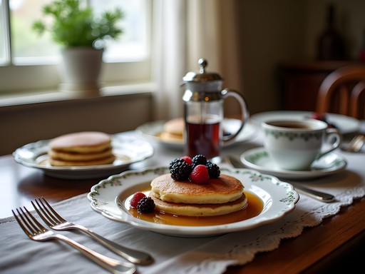 Gourmet breakfast spread at a historic Chesapeake B&B with fresh berries and baked goods