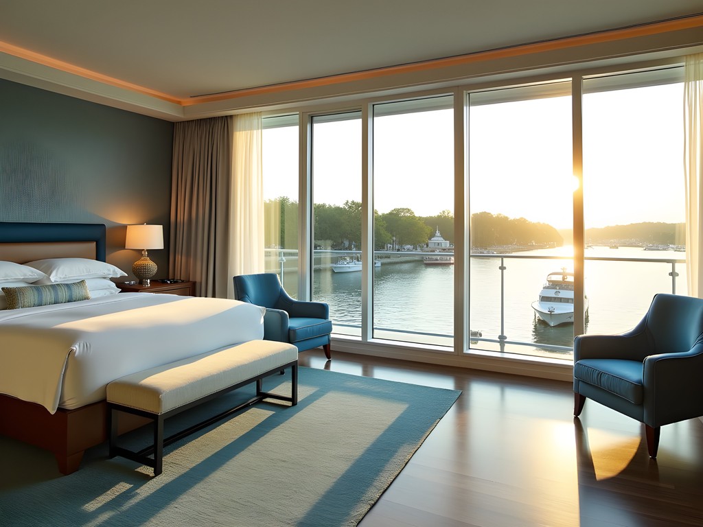 Luxury waterfront suite with panoramic views of Chesapeake's Elizabeth River