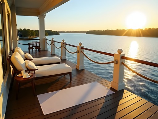 Luxury waterfront suite balcony overlooking Rappahannock River at Tides Inn Chesapeake Bay