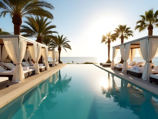Luxury infinity pool overlooking Mediterranean Sea at Marbella Club Hotel
