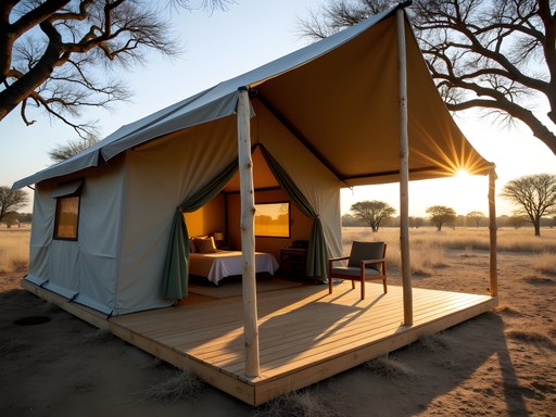 Safari-inspired tented accommodation at Inkwenkwezi Private Game Reserve near East London