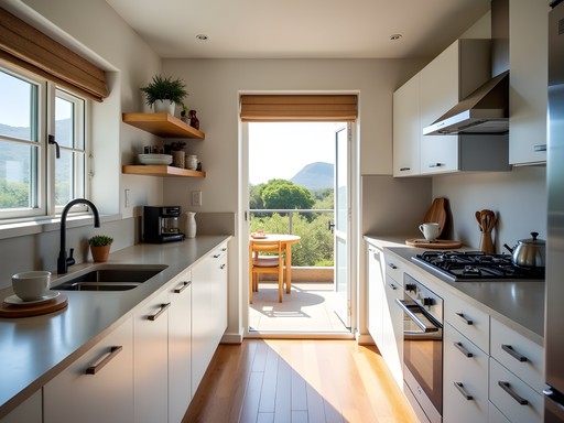 Modern kitchen in self-catering apartment at The Terrace in East London