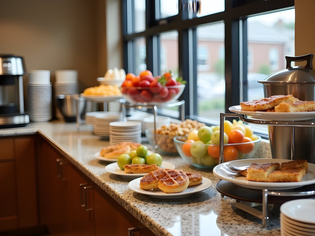 Complimentary breakfast buffet at Elizabeth, NJ hotel