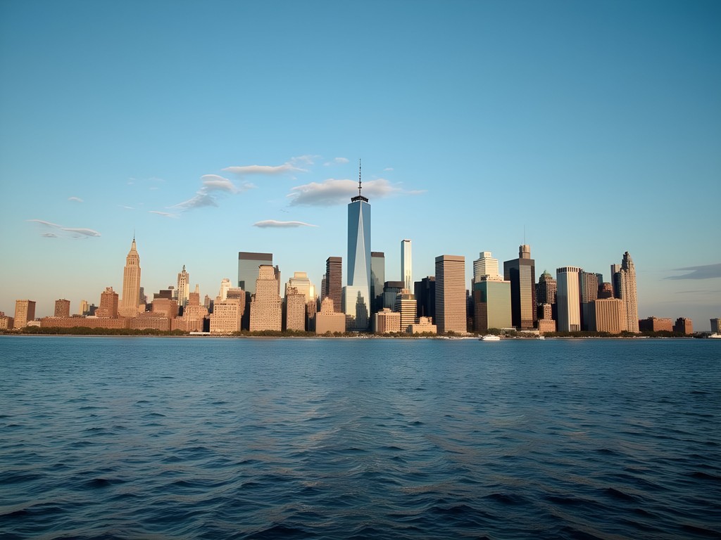 View of Manhattan skyline from Elizabeth, NJ waterfront