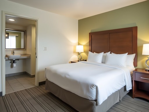 Accessible hotel room in Fayetteville with roll-in shower and adapted features