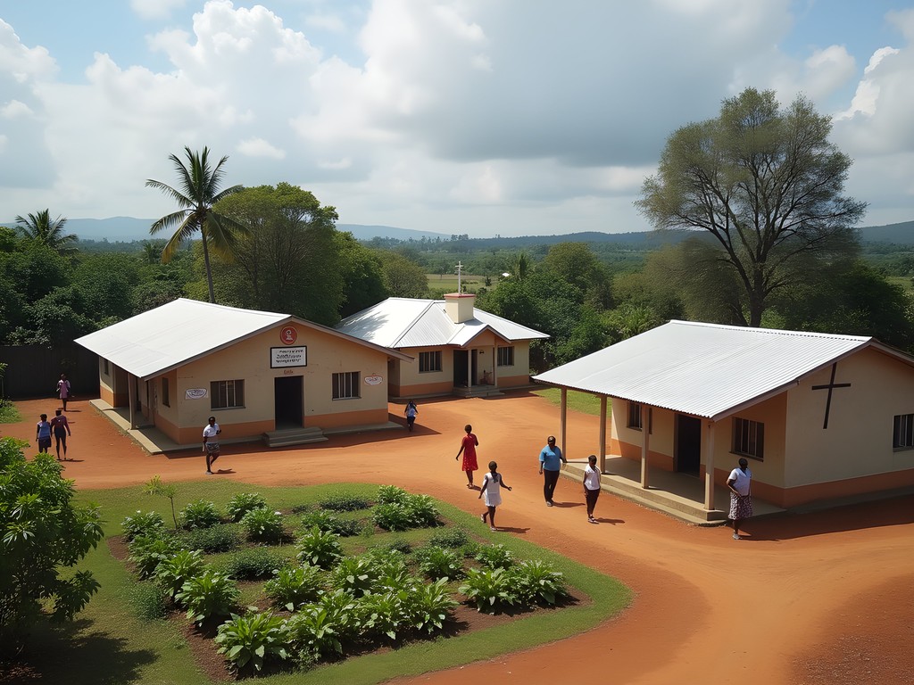 United Methodist Church compound in Ganta showing guesthouse and community facilities