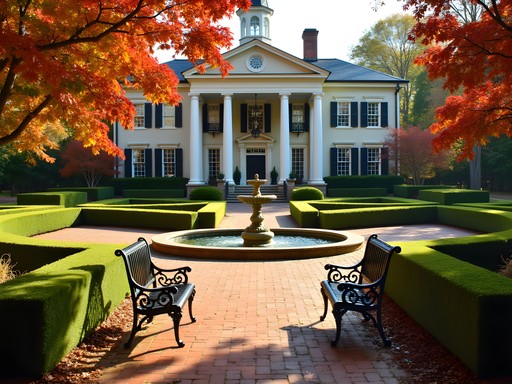 Autumn colors in the formal gardens of Anchuca Historic Mansion