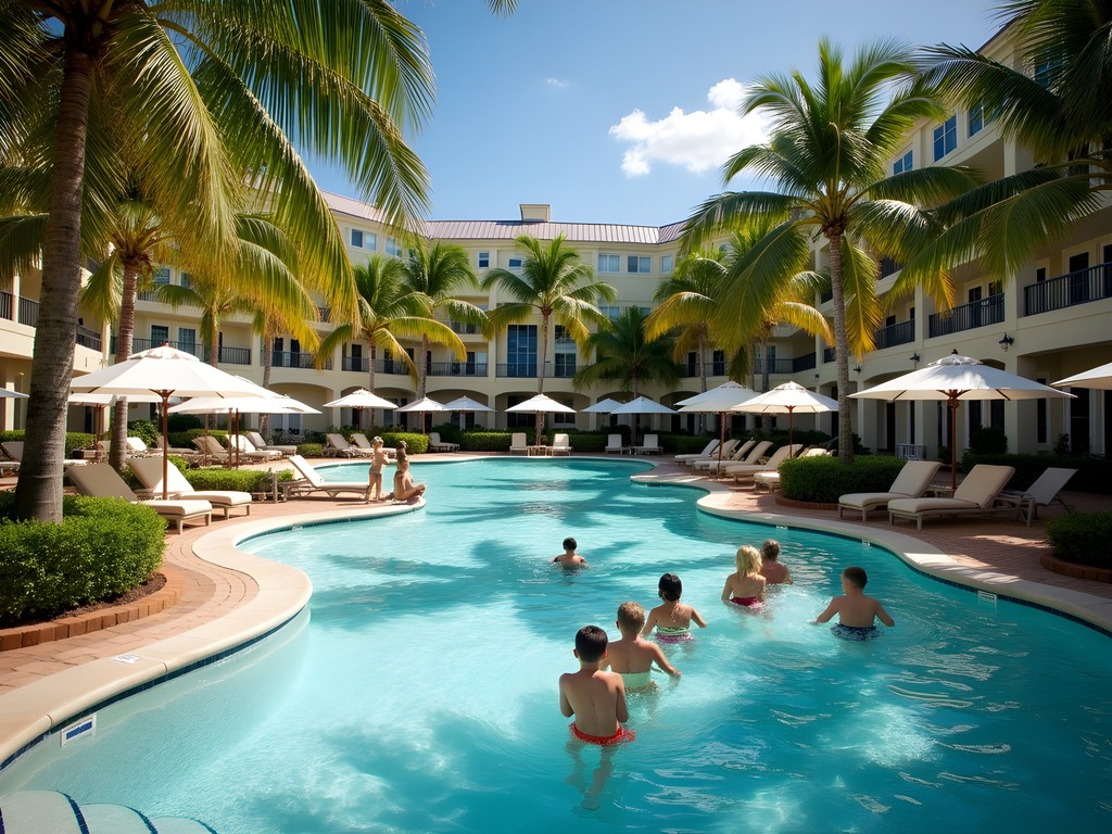 Families enjoying the zero-entry lagoon pool at Sonesta Resort Hilton Head Island