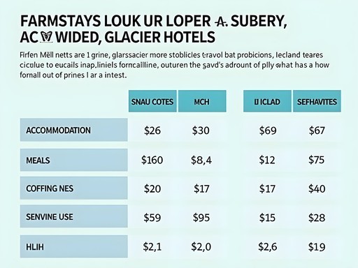 Infographic comparing costs of farmstays versus luxury glacier hotels in Höfn, Iceland