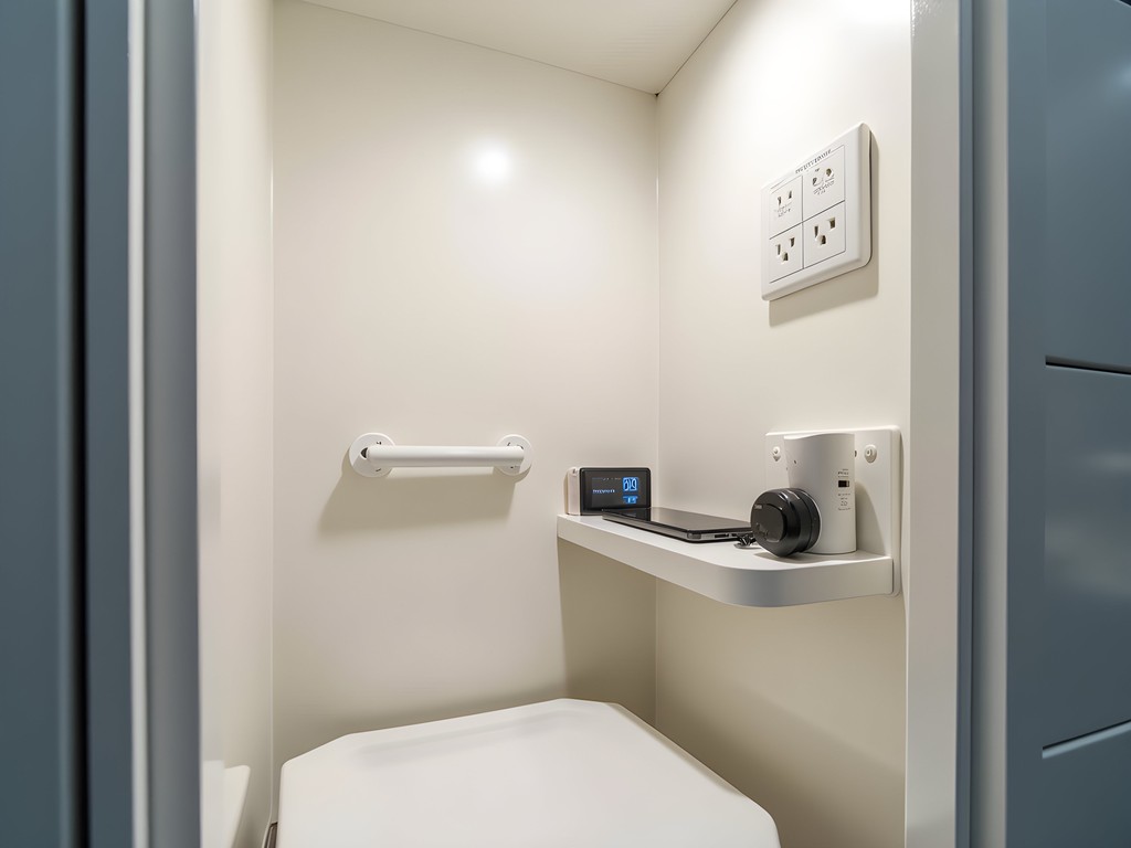 Cube Boutique Capsule Hotel pod with technical power and connectivity features