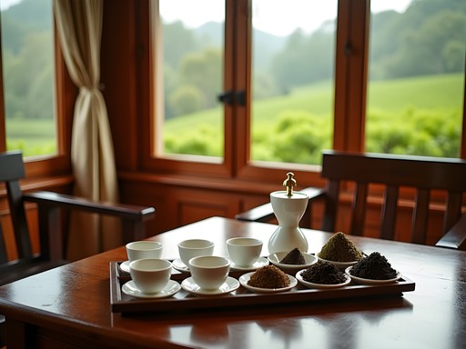 Woman participating in formal tea tasting ceremony at luxury tea plantation resort in Sri Lanka