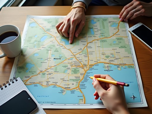 Planning accommodations with a map of downtown Lee's Summit