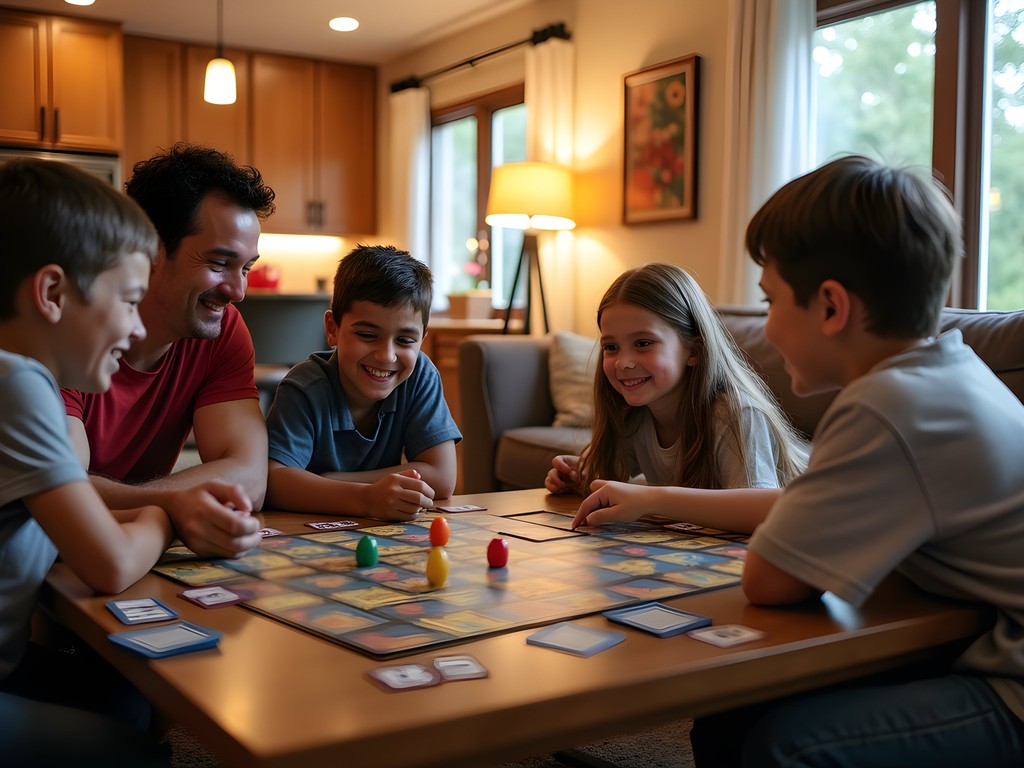 Family game night in a Lee's Summit vacation rental