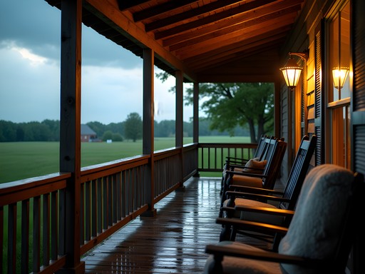 Watching a thunderstorm from the wraparound porch at The Inn on Crackerneck in Lee's Summit