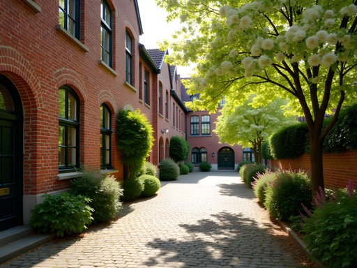 Historic Begijnhof in Leuven with spring blossoms and cobblestone streets