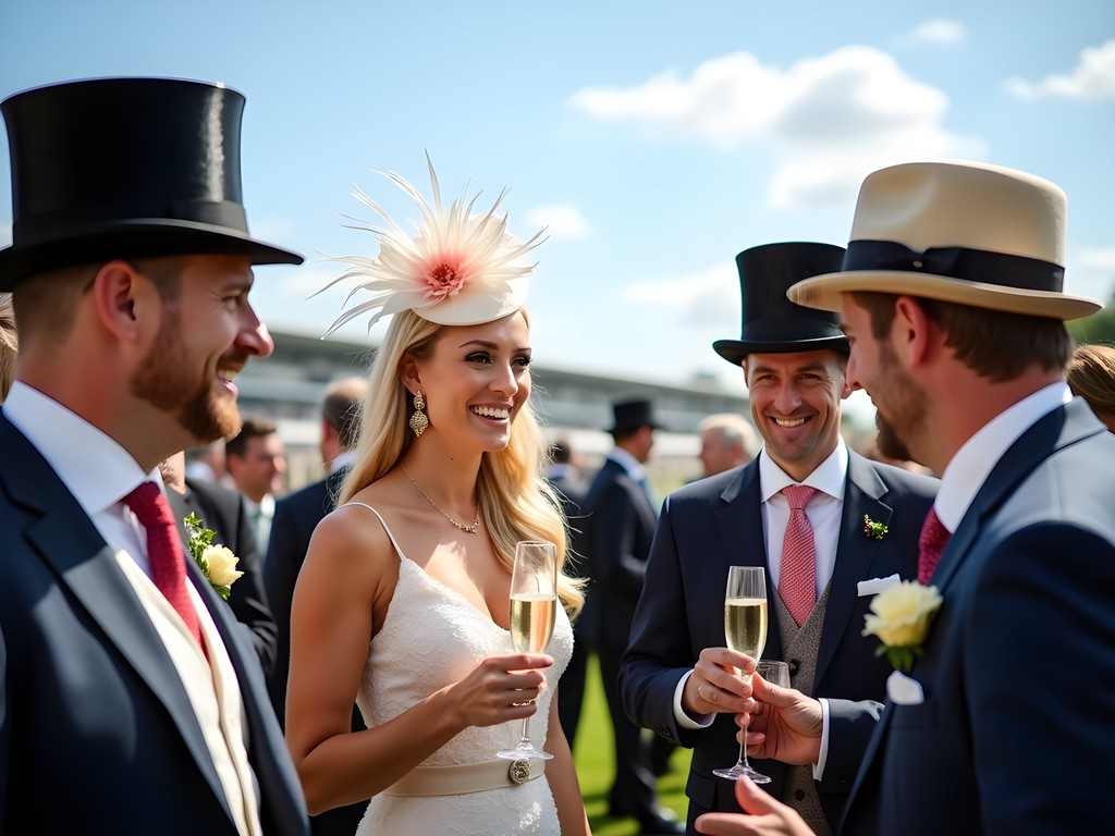 Elegant crowd in formal attire at Royal Ascot's Royal Enclosure