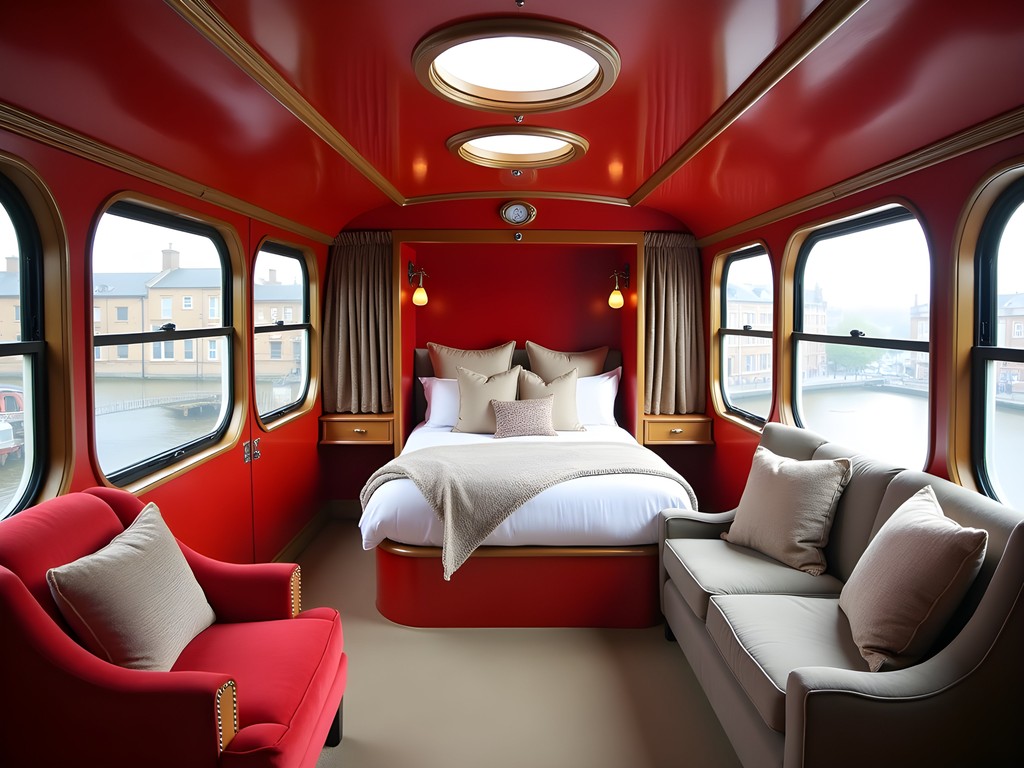 Converted London Routemaster bus luxury accommodation interior