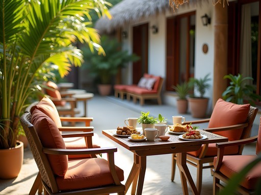 Anthropologist enjoying traditional Maldivian afternoon tea at budget guesthouse