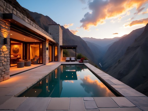 Private casita with plunge pool overlooking Colca Canyon at sunset