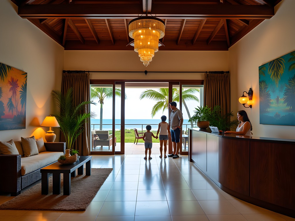 Elegant lobby of Oro Verde Manta hotel with Ecuadorian design elements