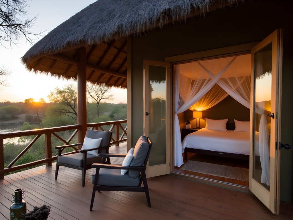 Luxury chalet at Thamalakane River Lodge in Maun with river view