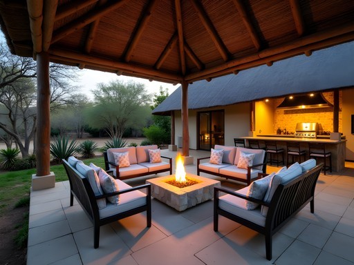 Communal braai area at Maun Self Catering accommodations showing gathering space design