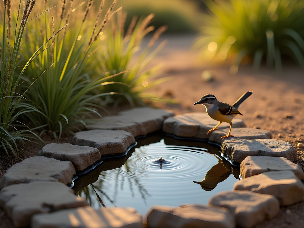 Sustainable water feature at eco-friendly accommodation in Maun supporting local wildlife
