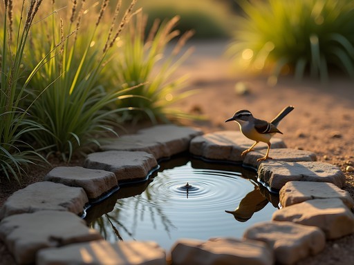 Sustainable water feature at eco-friendly accommodation in Maun supporting local wildlife