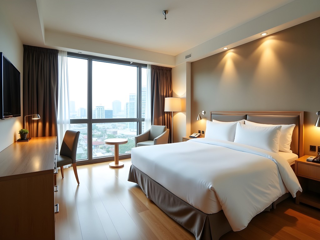 Comfortable mid-range hotel room in Medan with city view and modern amenities