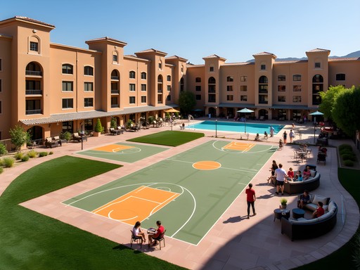 The Backyard courtyard recreation area at Rising Star Sports Ranch in Mesquite