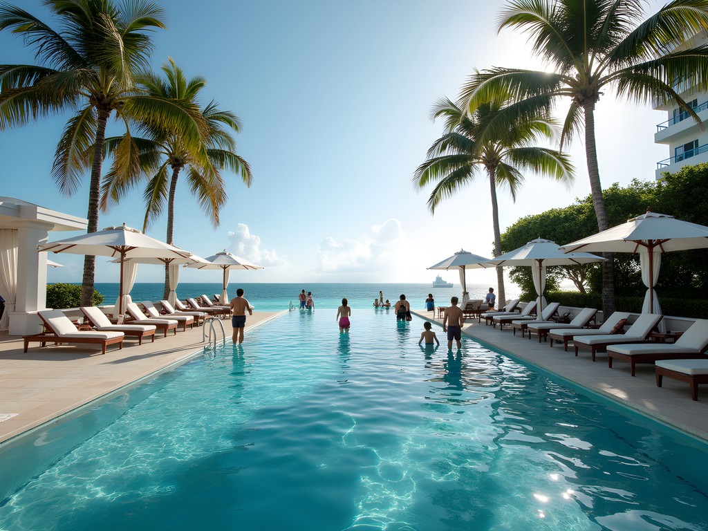 Oceanfront pool at Loews Miami Beach Hotel with palm trees and beach view